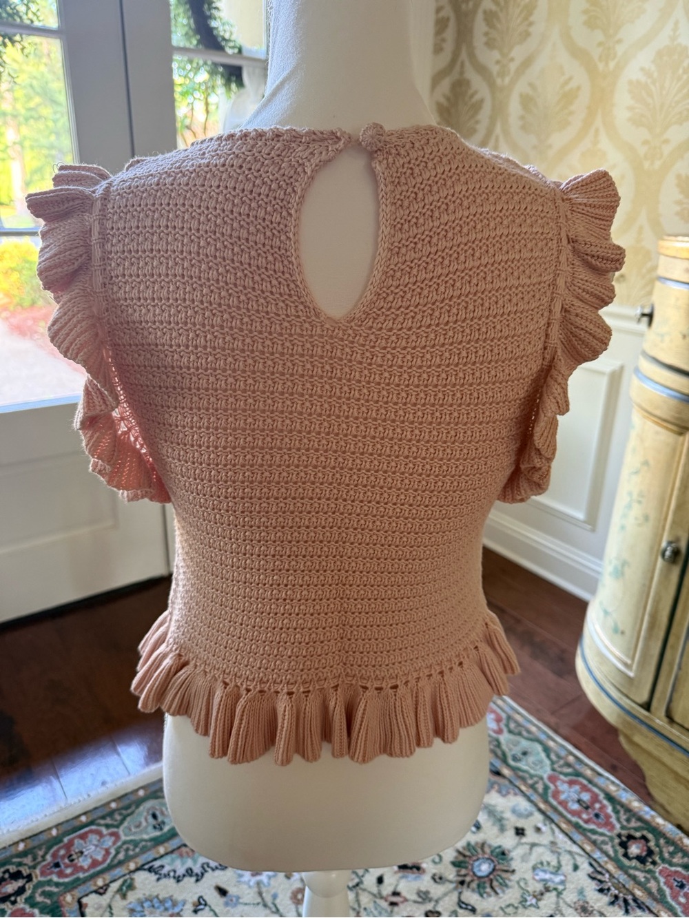 MARBLE Blush Pink Ruffle Knit Sleeveless sweater - Picture 2 of 4